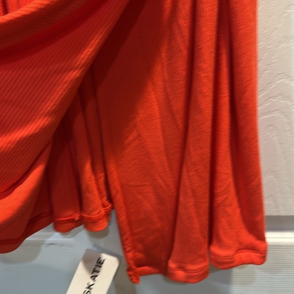 NWT! Skatie Orange Gwen Rib Knit Wrap Mini Dress M V-Neck - Picture 9 of 9